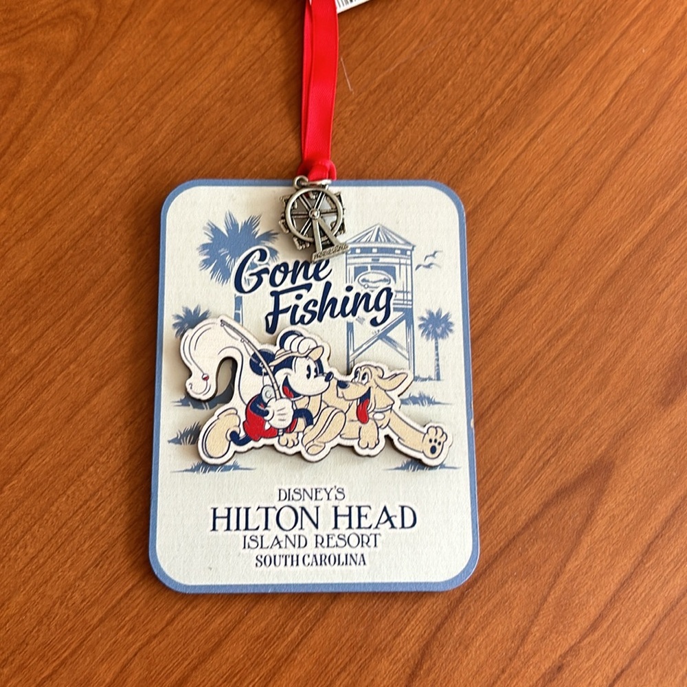 Disney Hilton Head Ornament.  Gone Fishing Mickey & Pluto